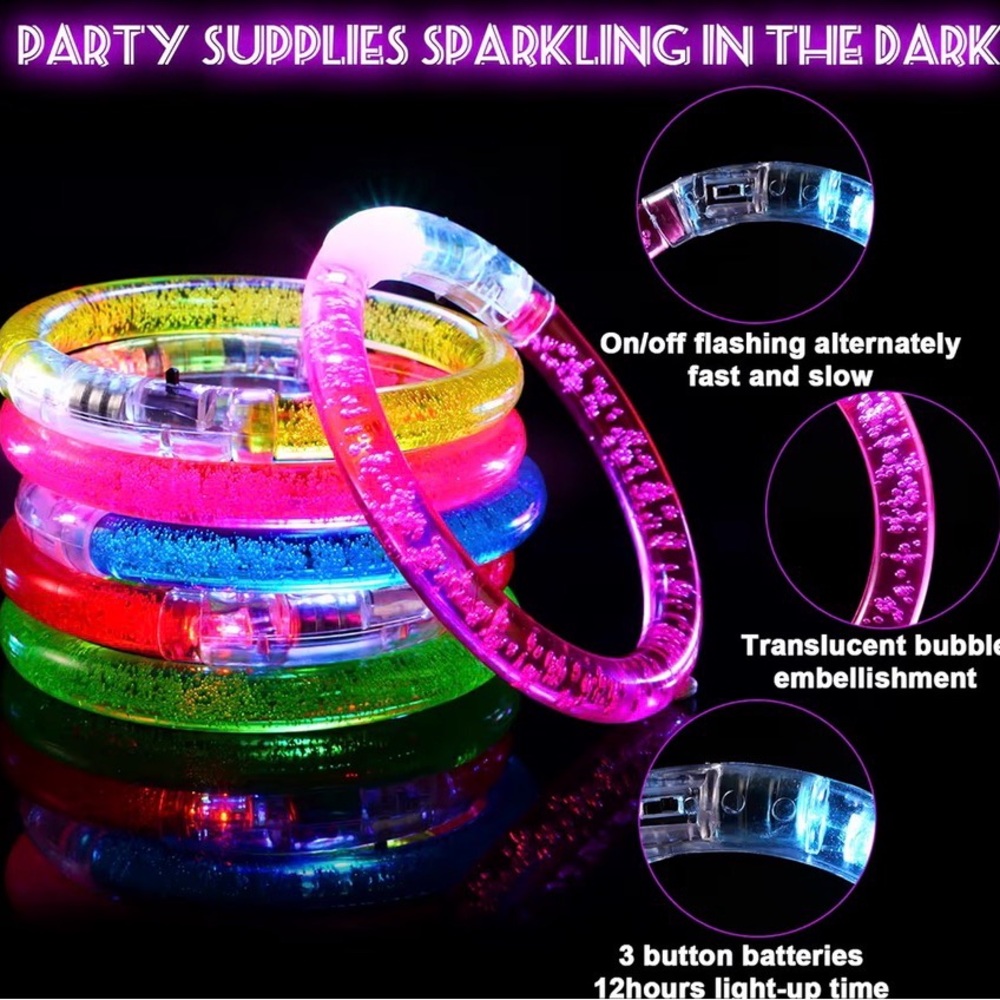 LED Glow Party Bracelets - Multicolor 6 pieces in each bag NWT - Picture 5 of 6